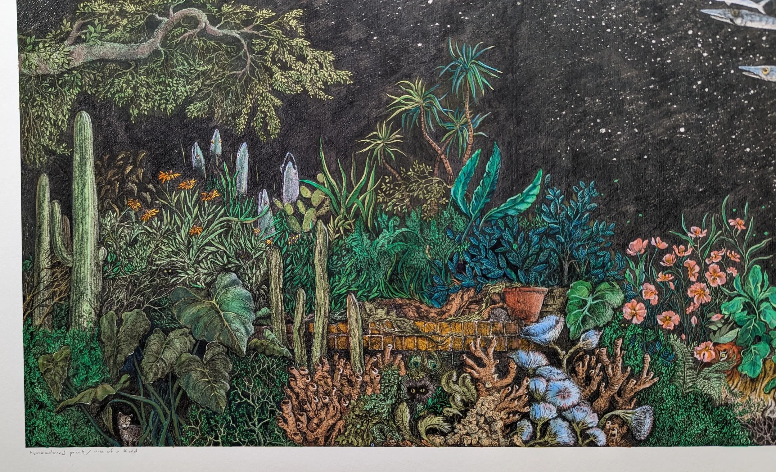 Garden From Memory // 1 of 1 Hand Colored Print 18x24